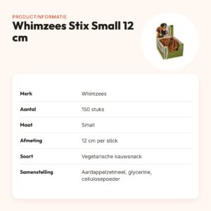 Whimzees Stix hondenkauwsnack Small 12 cm – vegetarisch, 150 stuks – productinformatie