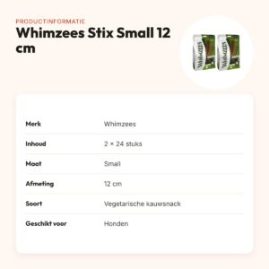 Whimzees Stix Small 12 cm vegetarische kauwsnack – multipack 2 x 24 stuks – productinformatie