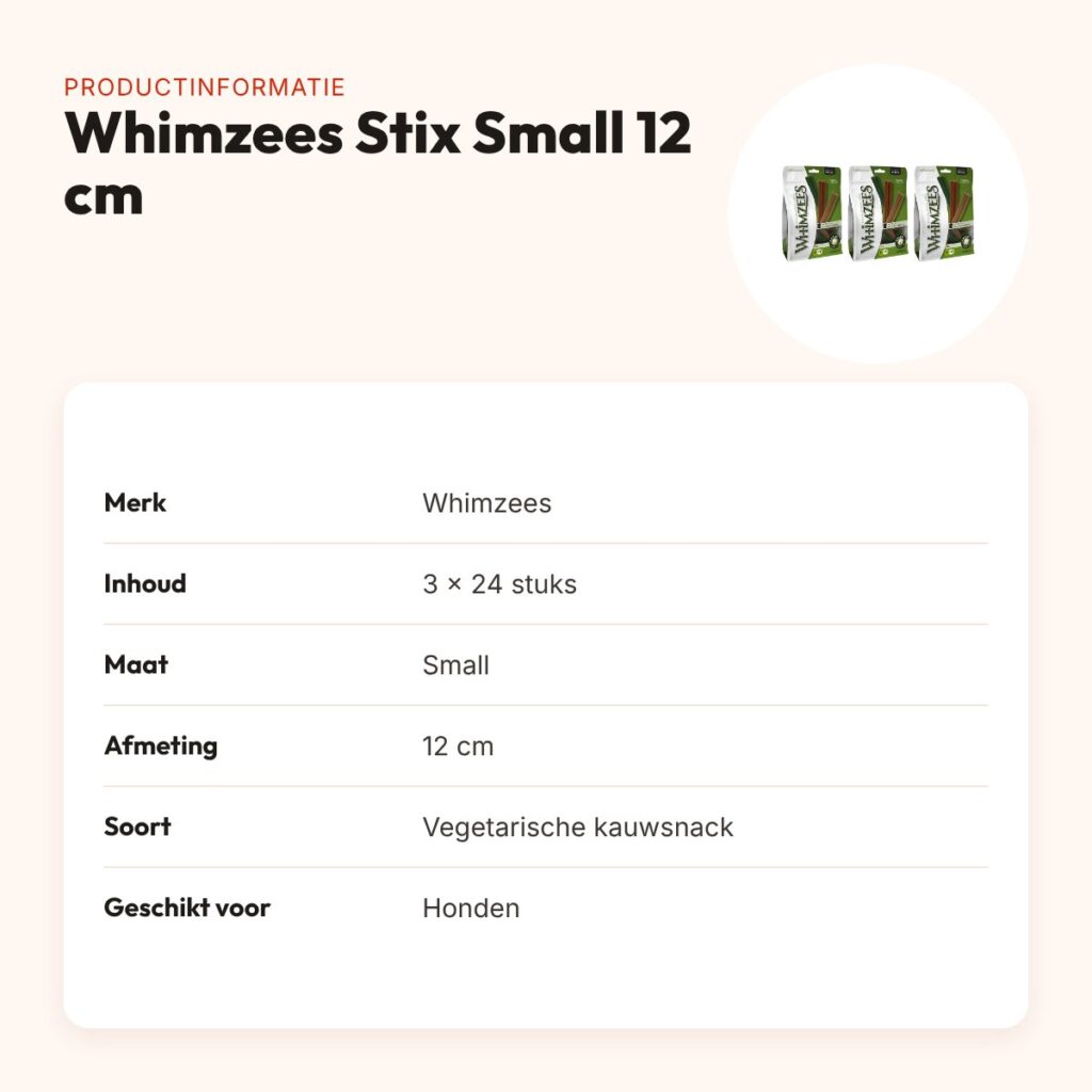 Whimzees Stix Small 12 cm vegetarische kauwsnack – multipack 3 x 24 stuks – productinformatie