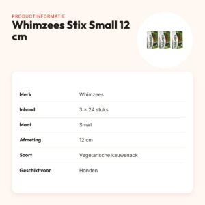 Whimzees Stix Small 12 cm vegetarische kauwsnack – multipack 3 x 24 stuks – productinformatie