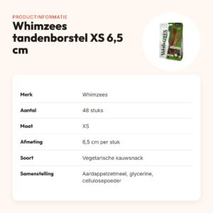 Whimzees tandenborstel hondenkauwsnack XS 6,5 cm – 48 stuks – productinformatie