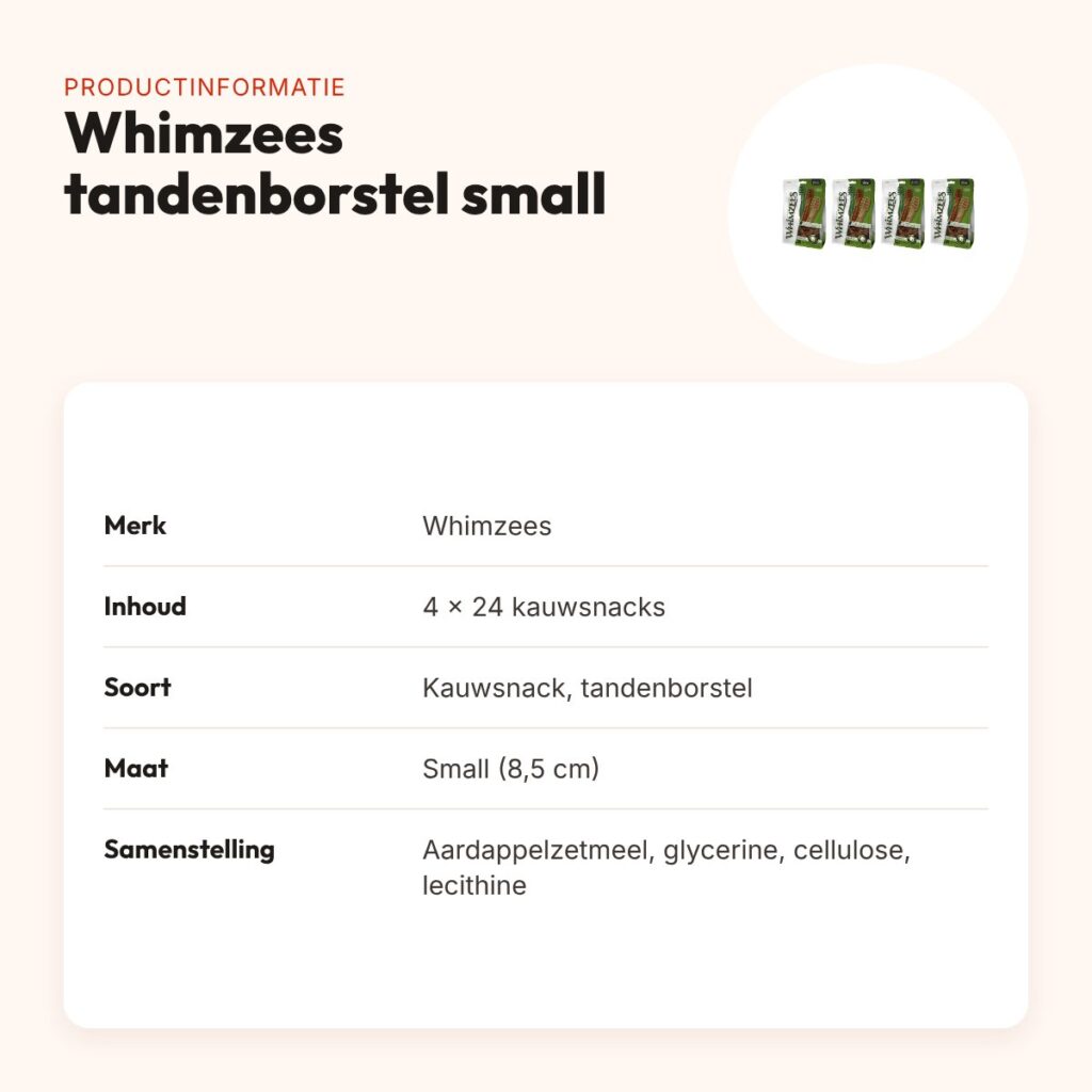 Whimzees tandenborstel small 8,5 cm – multipack 4 x 24 stuks – productinformatie