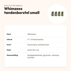 Whimzees tandenborstel small 8,5 cm – multipack 4 x 24 stuks – productinformatie