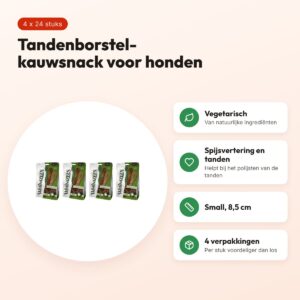 Whimzees tandenborstel small 8,5 cm – multipack 4 x 24 stuks – voordelen
