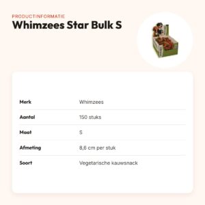 Whimzees tandenborstel Star Bulk S 8,6 cm – grootverpakking 150 stuks – productinformatie
