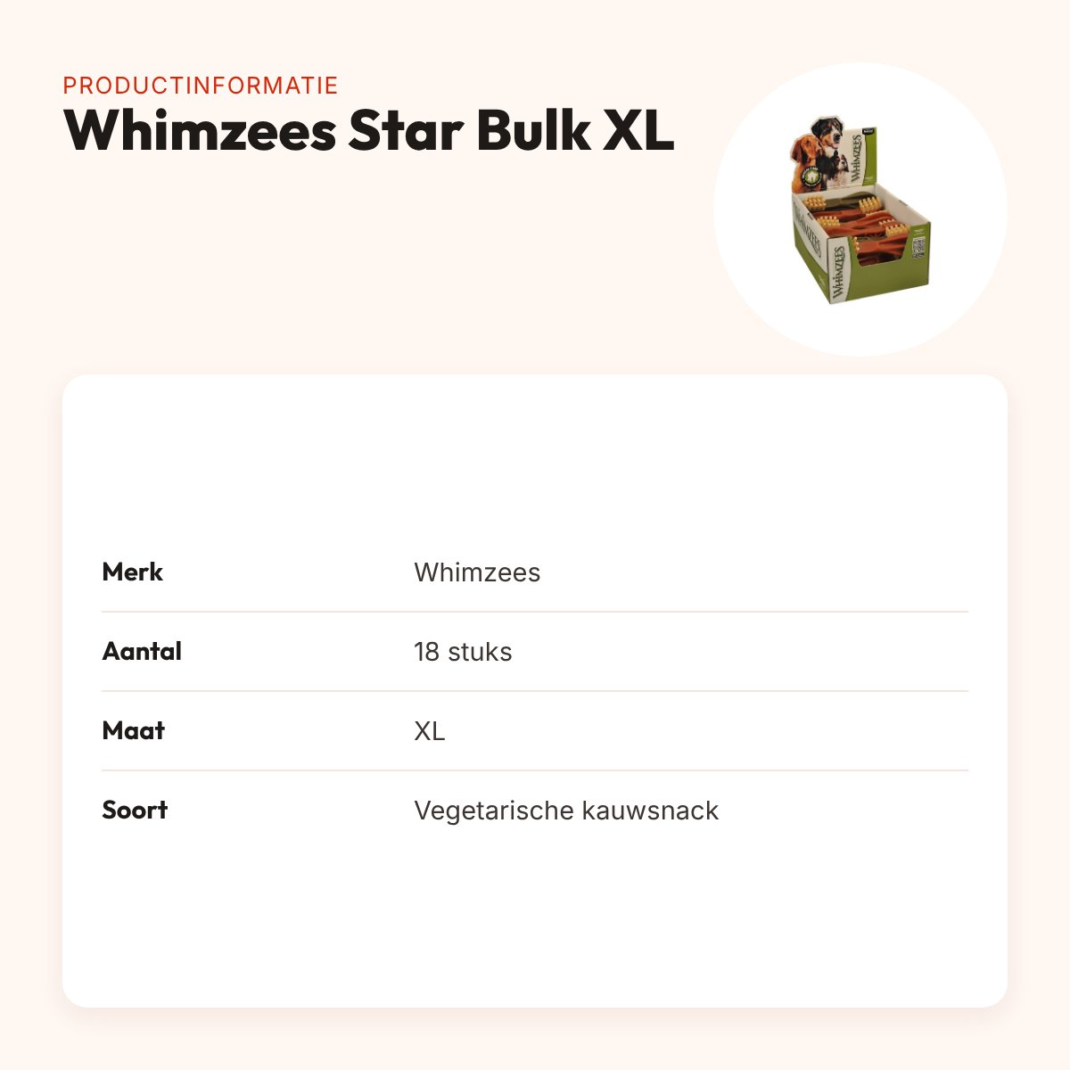 Whimzees tandenborstel Star Bulk XL – grootverpakking 18 stuks – productinformatie