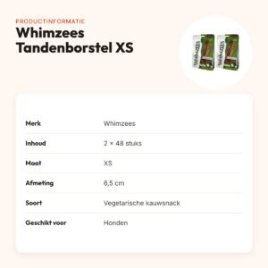 Whimzees Tandenborstel XS 6,5 cm kauwsnack – multipack 2 x 48 stuks – productinformatie
