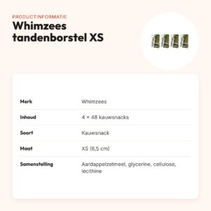 Whimzees tandenborstel XS kauwsnack hond – multipack 4 x 48 stuks – productinformatie