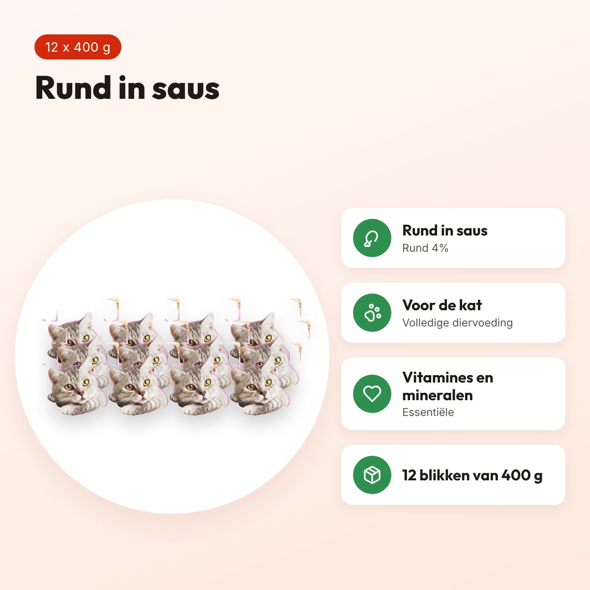 Whiskas blik Adult rund in saus 12 x 400 g – kattenvoer – voordelen