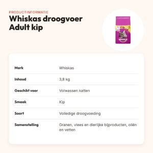 Whiskas droogvoer Adult Kip 3,8 kg – Dental Protection – productinformatie