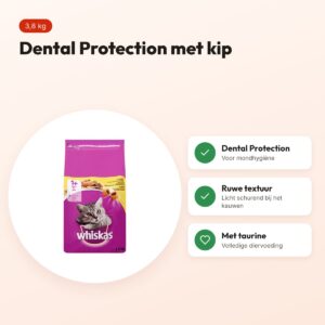 Whiskas droogvoer Adult Kip 3,8 kg – Dental Protection – voordelen