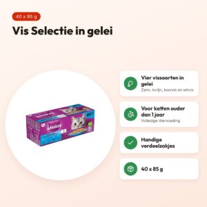 Whiskas kattenvoer Adult Vis Selectie in gelei 40 x 85 g – voordelen