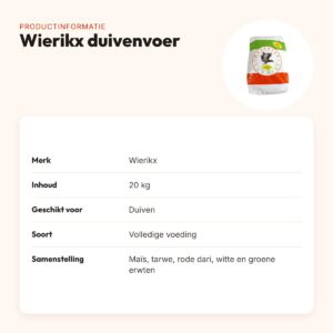 Wierikx duivenvoer 20 kg – granen en erwten – productinformatie