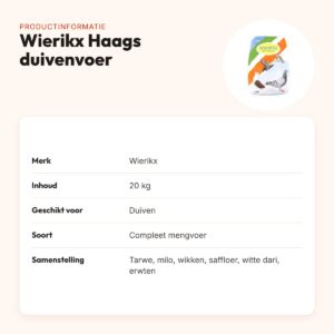 Wierikx Haags duivenvoer 20 kg – compleet mengvoer – productinformatie