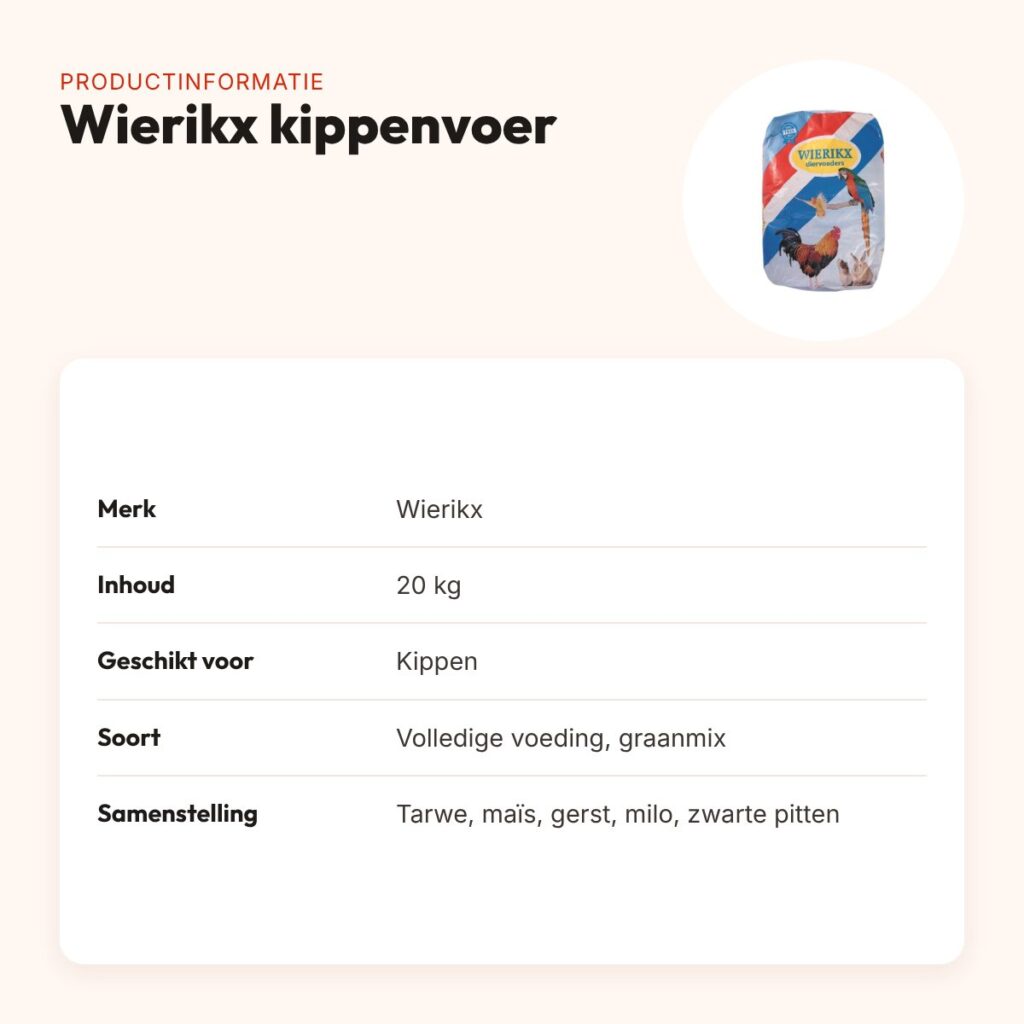 Wierikx kippenvoer 20 kg – gemengd graan – productinformatie