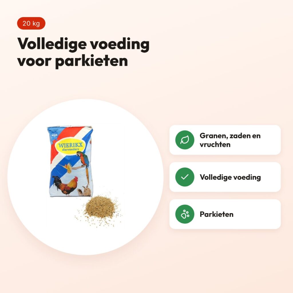 Wierikx parkietenvoer 20 kg – granen en zaden – voordelen