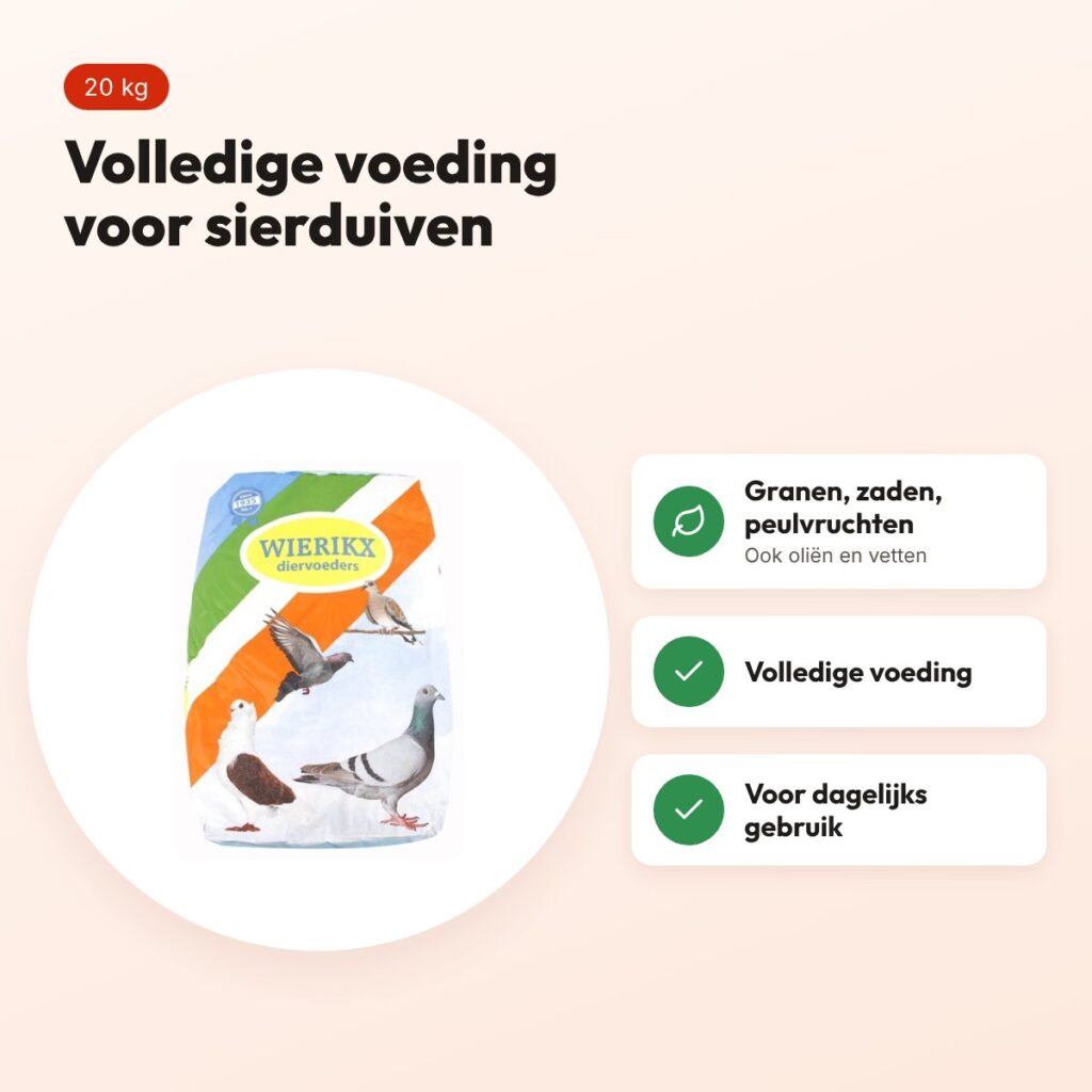 Wierikx sierduivenvoer 20 kg – granen, zaden en peulvruchten – voordelen