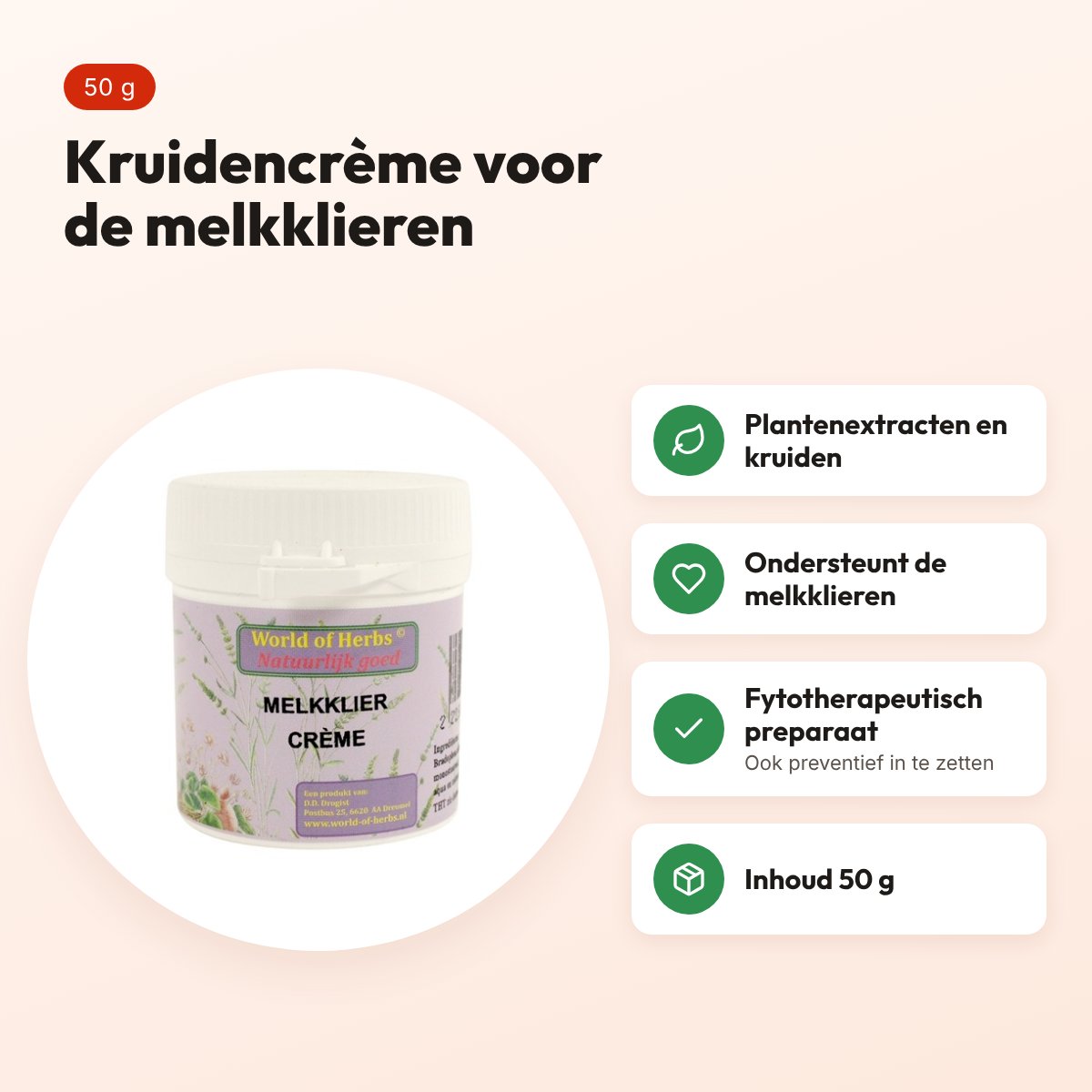 World of Herbs fytotherapie melkklier crème 50 g – kruiden – voordelen