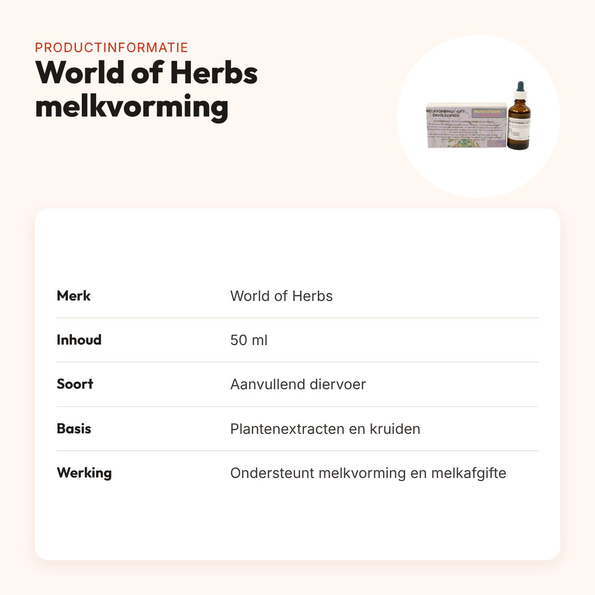 World of Herbs fytotherapie melkvorming 50 ml – kruidenpreparaat – productinformatie