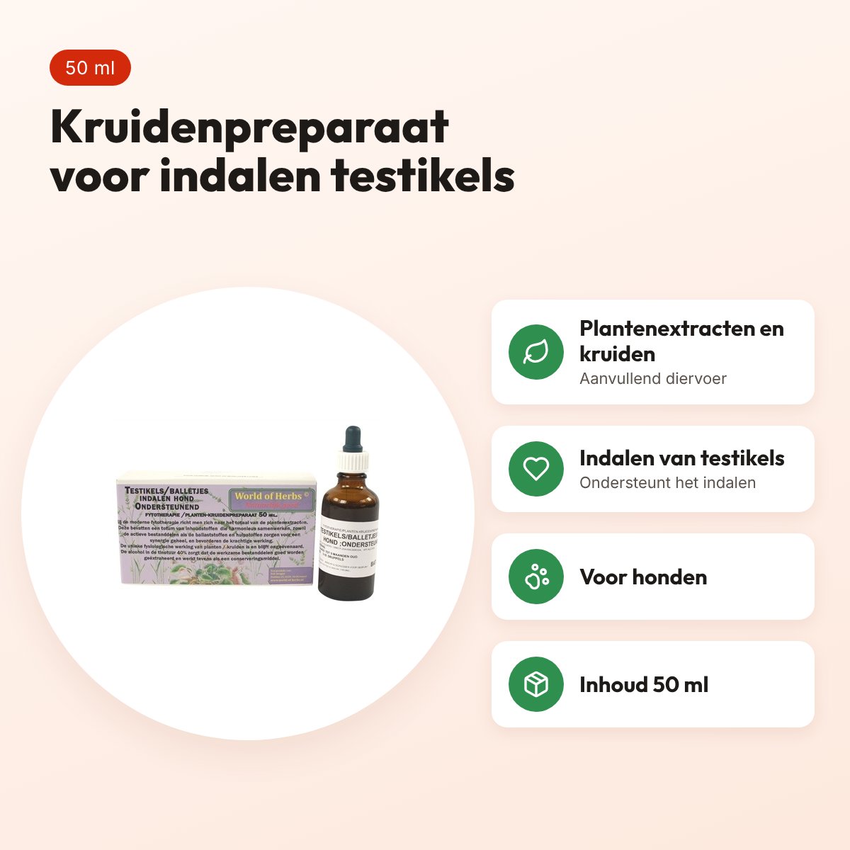 World of Herbs fytotherapie testikels indalen hond 50 ml – voordelen