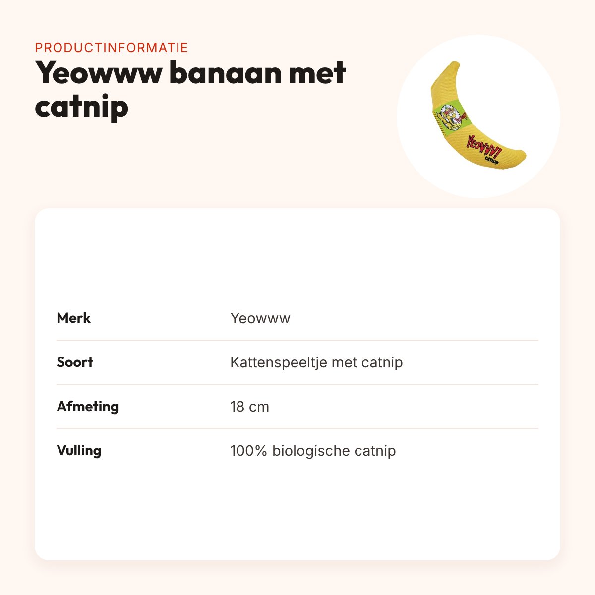 Yeowww kattenspeelgoed banaan met catnip 18 cm – productinformatie