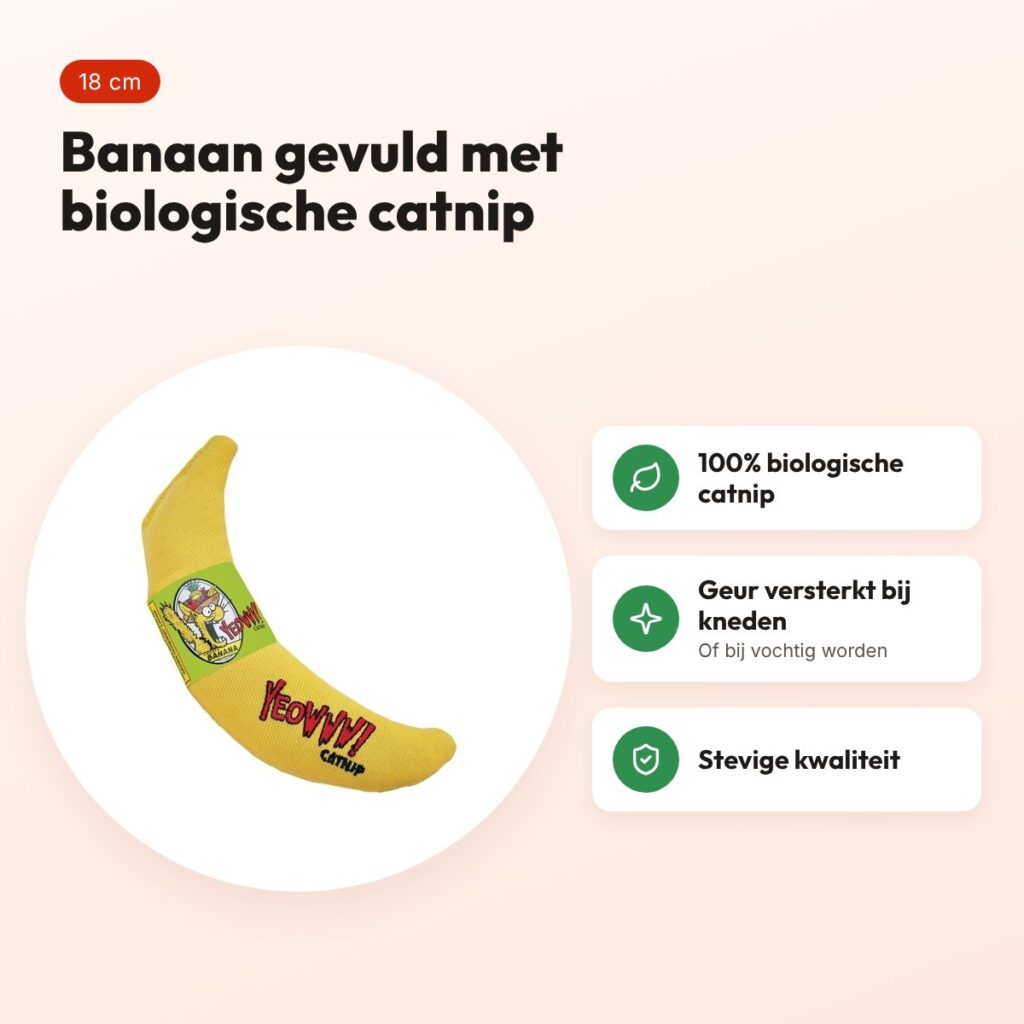 Yeowww kattenspeelgoed banaan met catnip 18 cm – voordelen