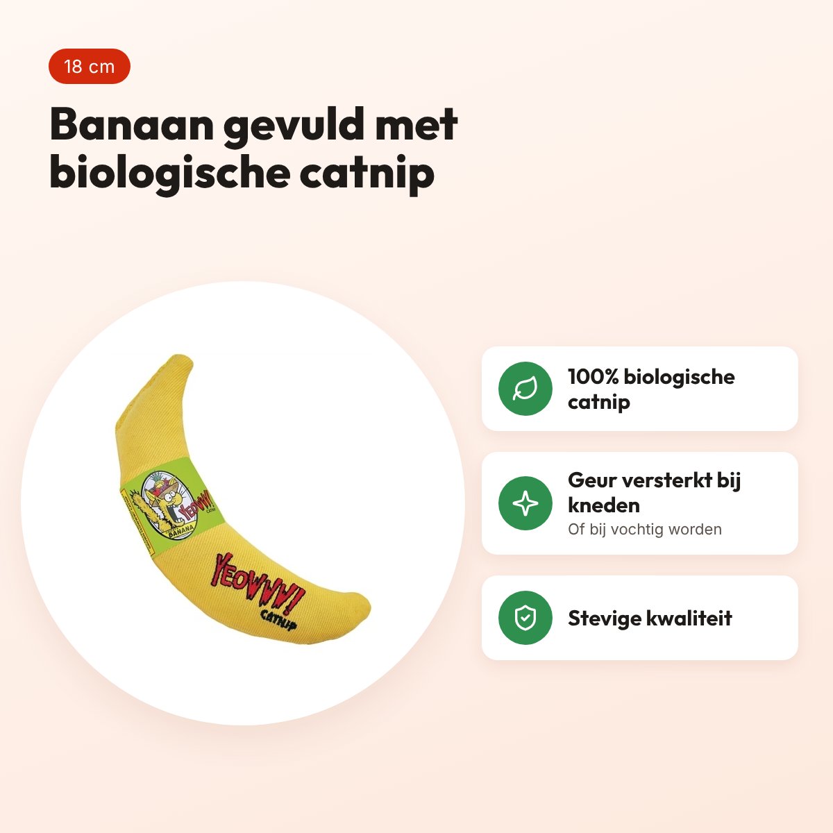 Yeowww kattenspeelgoed banaan met catnip 18 cm – voordelen