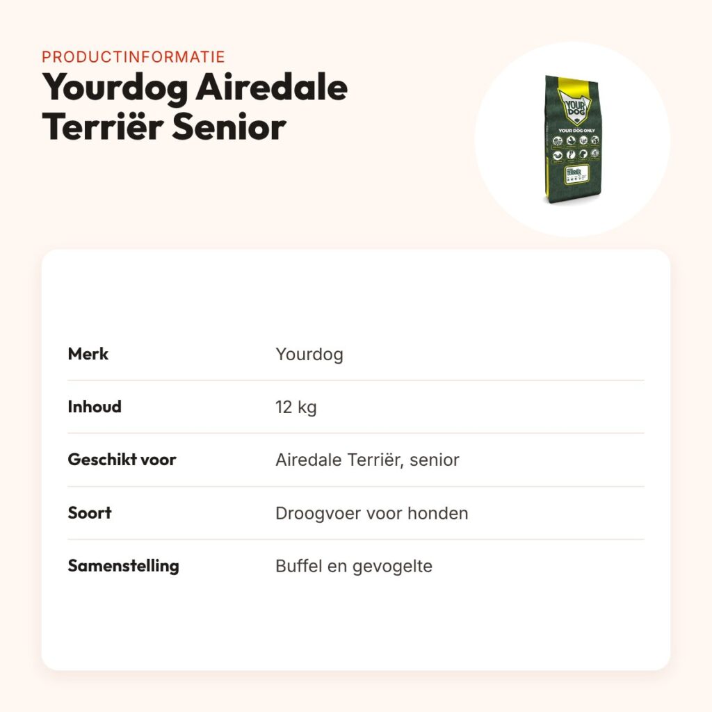 Yourdog hondenvoer Airedale Terriër Senior 12 kg – buffel en gevogelte – productinformatie