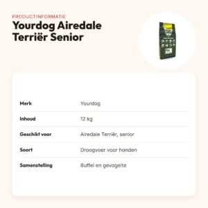 Yourdog hondenvoer Airedale Terriër Senior 12 kg – buffel en gevogelte – productinformatie