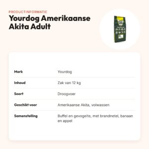 Yourdog hondenvoer Amerikaanse Akita Adult 12 kg – buffel en gevogelte – productinformatie