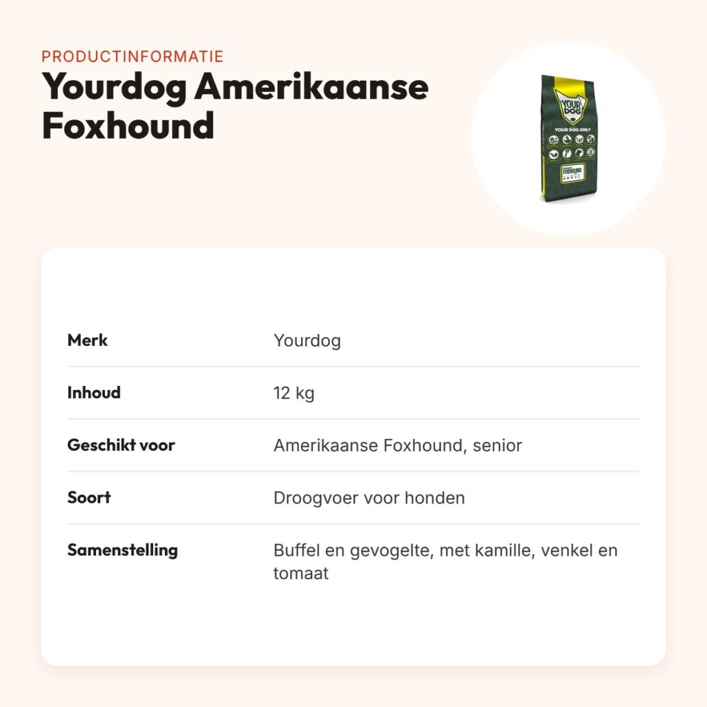 Yourdog hondenvoer Amerikaanse Foxhound Senior 12 kg – buffel en gevogelte – productinformatie
