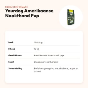 Yourdog hondenvoer Amerikaanse Naakthond Pup 12 kg – buffel en gevogelte – productinformatie