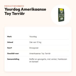 Yourdog hondenvoer Amerikaanse Toy Terriër 12 kg – buffel en kip – productinformatie