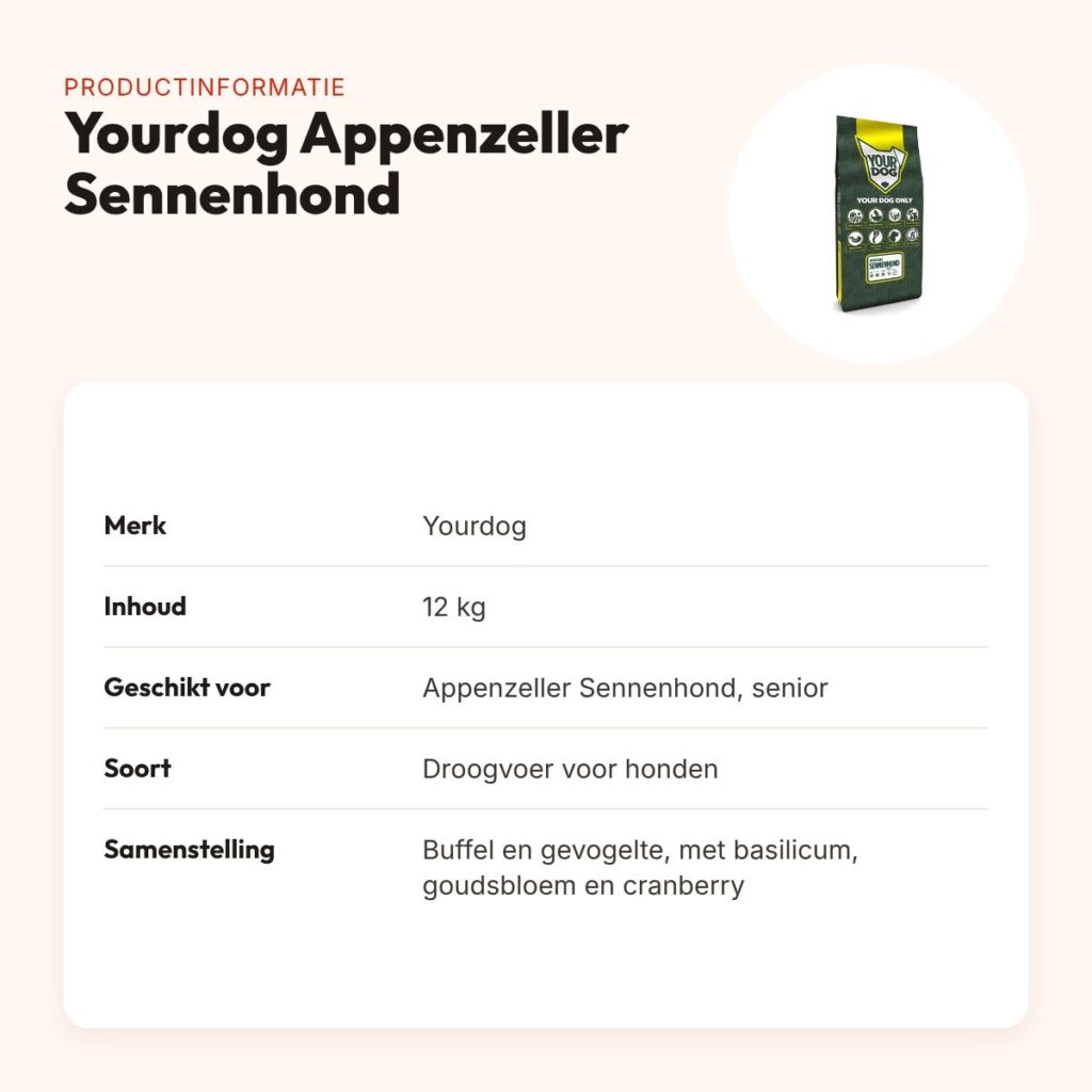 Yourdog hondenvoer Appenzeller Sennenhond Senior 12 kg – productinformatie