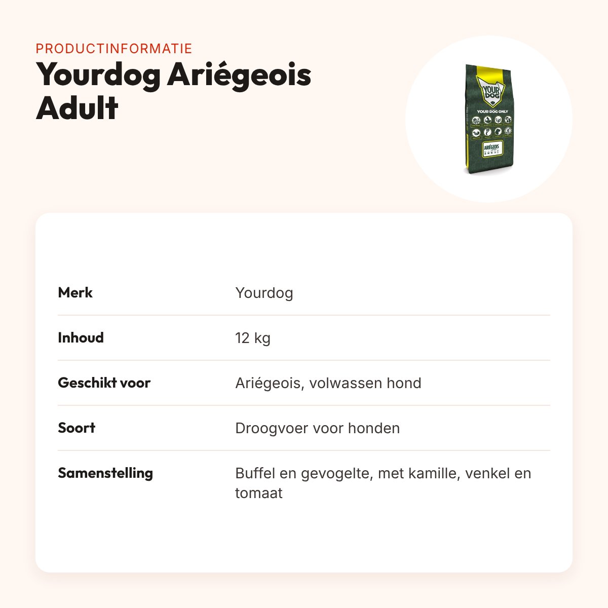 Yourdog hondenvoer Ariégeois Adult 12 kg – buffel en gevogelte – productinformatie