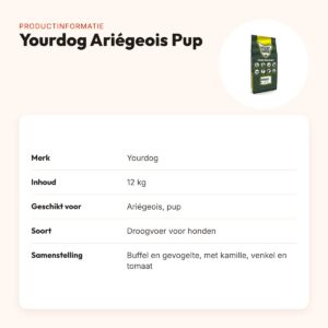 Yourdog hondenvoer Ariégeois Pup 12 kg – buffel en gevogelte – productinformatie