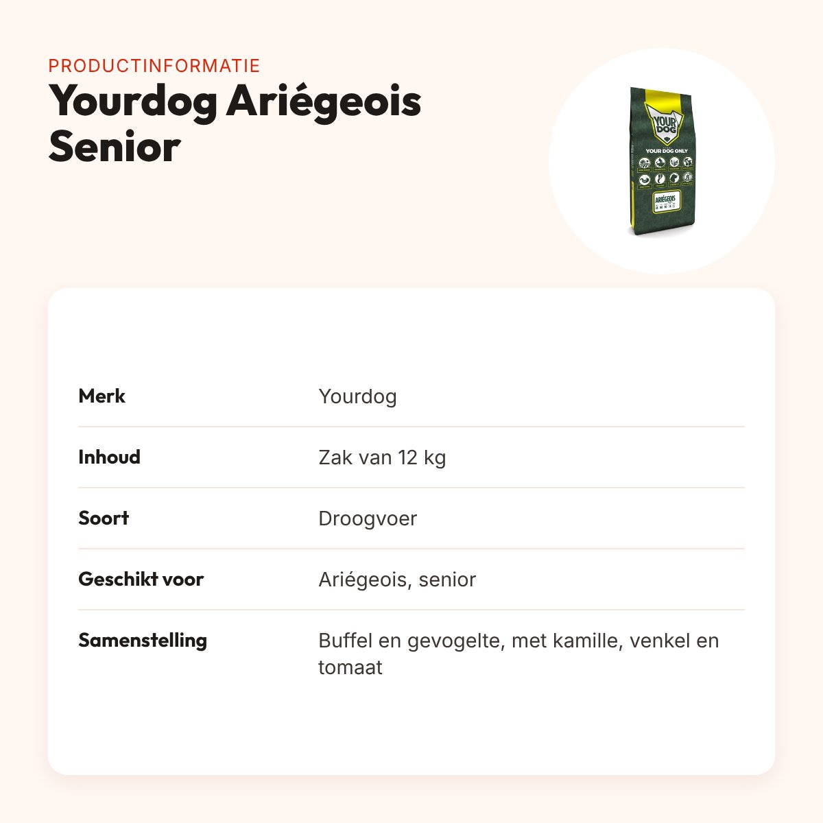 Yourdog hondenvoer Ariégeois Senior 12 kg – buffel en gevogelte – productinformatie