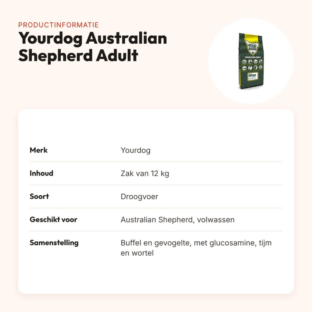 Yourdog hondenvoer Australian Shepherd Adult 12 kg – buffel en gevogelte – productinformatie