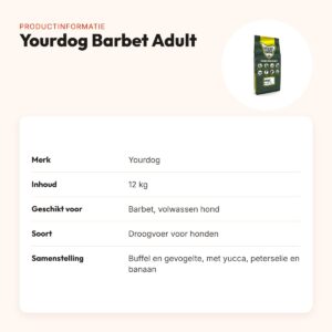 Yourdog hondenvoer Barbet Adult 12 kg – buffel en gevogelte – productinformatie