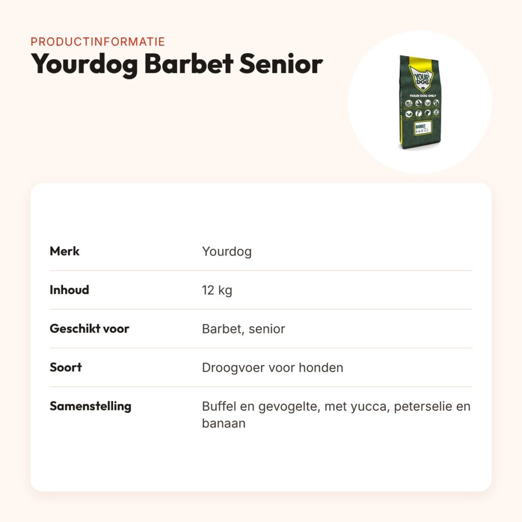 Yourdog hondenvoer Barbet Senior 12 kg – buffel en gevogelte – productinformatie