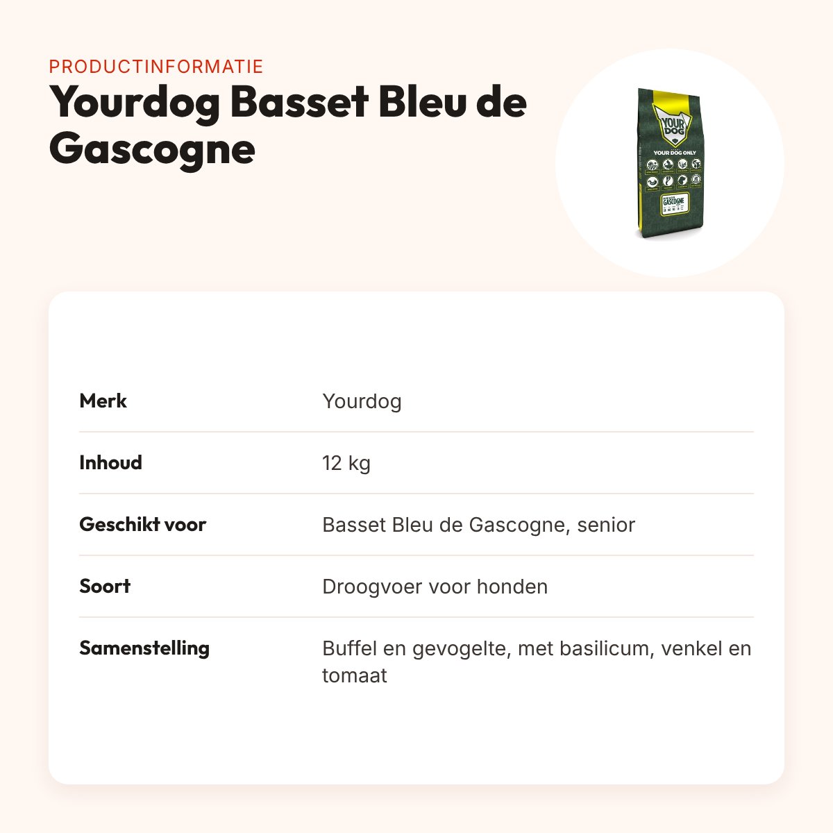 Yourdog hondenvoer Basset Bleu de Gascogne Senior 12 kg – productinformatie