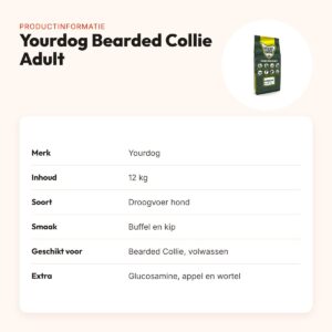 Yourdog hondenvoer Bearded Collie Adult 12 kg – buffel en kip – productinformatie