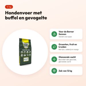 Yourdog hondenvoer Berner Sennen Pup 12 kg – buffel en gevogelte – voordelen