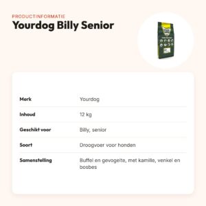 Yourdog hondenvoer Billy Senior 12 kg – buffel en gevogelte – productinformatie