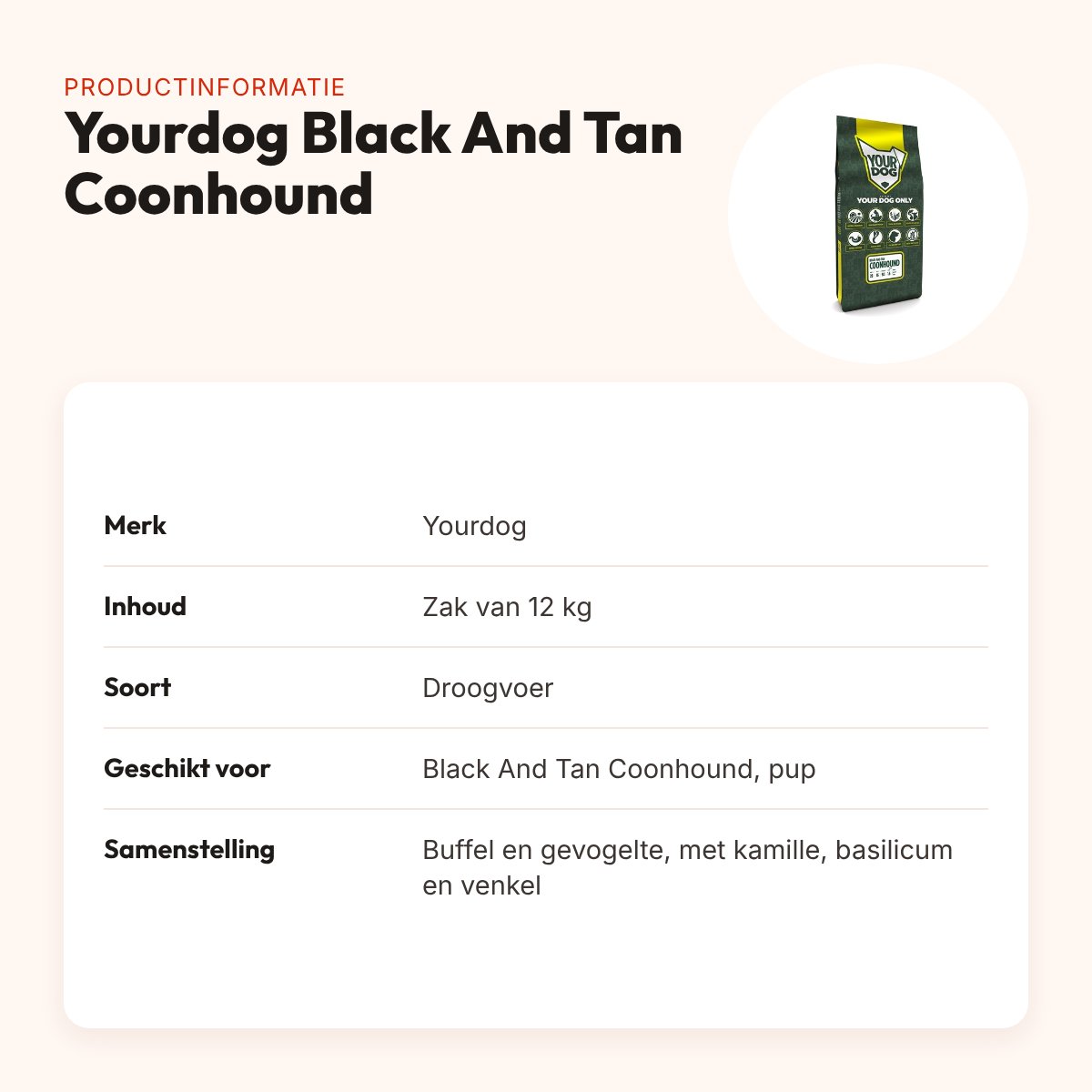 Yourdog hondenvoer Black And Tan Coonhound Pup 12 kg – buffel en gevogelte – productinformatie
