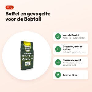 Yourdog hondenvoer Bobtail Senior 12 kg – buffel en gevogelte – voordelen