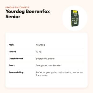 Yourdog hondenvoer Boerenfox Senior 12 kg – buffel en gevogelte – productinformatie