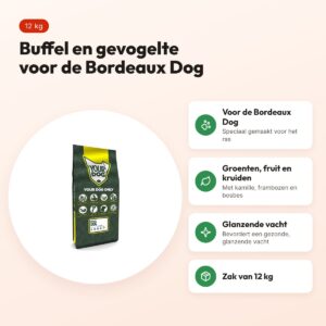 Yourdog hondenvoer Bordeaux Dog 12 kg – buffel en gevogelte – voordelen