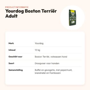 Yourdog hondenvoer Boston Terriër Adult 12 kg – buffel en gevogelte – productinformatie