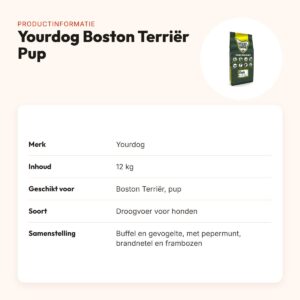 Yourdog hondenvoer Boston Terriër Pup 12 kg – buffel en gevogelte – productinformatie